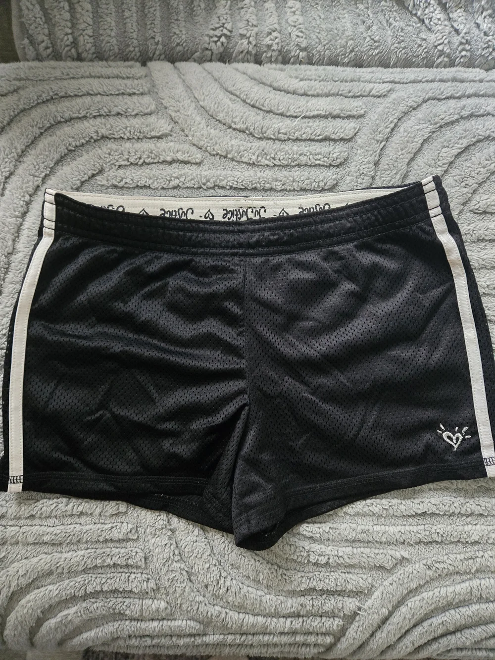 4 For $24 Justice GirlBlack Athletic Shorts with Fold Down Logo Band Size 8
